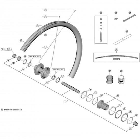 Shimano WH-RX880-TL-R12 spoke - 280 mm
