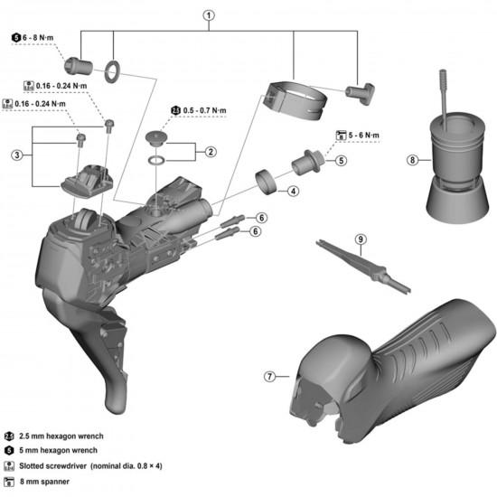 Shimano ST-RX825 battery holder and fixing screw, left hand