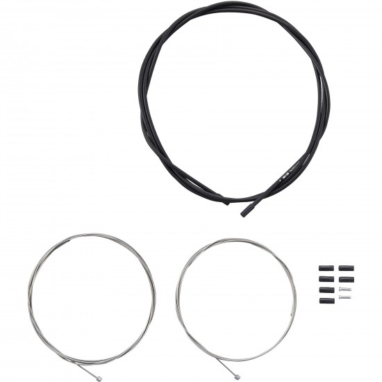 Shimano Road gear cable set, steel inner wire, SIS outer and outer caps black