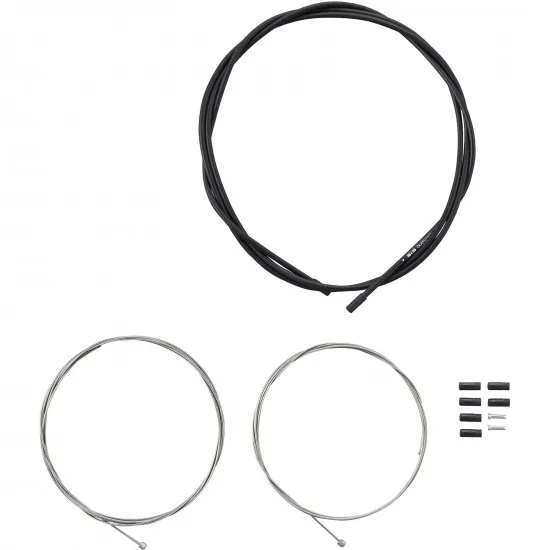 Shimano Road gear cable set, steel inner wire, SIS outer and outer caps black