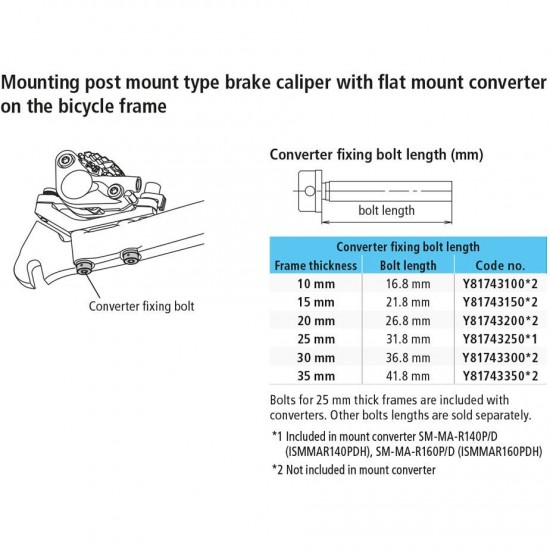 Shimano SM-MA Converter fixing bolt M5 x 16.8 mm - for 10 mm Rear mount thickness