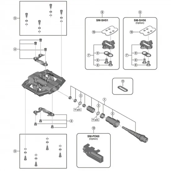 Shimano PD-M821 Pedal axle assembly, right hand