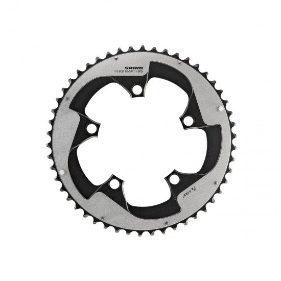 SRAM Chain Ring Road Rival22 X-Glide R 50T Yaw 11 Speed S3 HiddenBolt/Non-Hidden Bolt 110 Alum 5mm Silver BB30 or GXP (50-34): BLACK 11SPD 50T