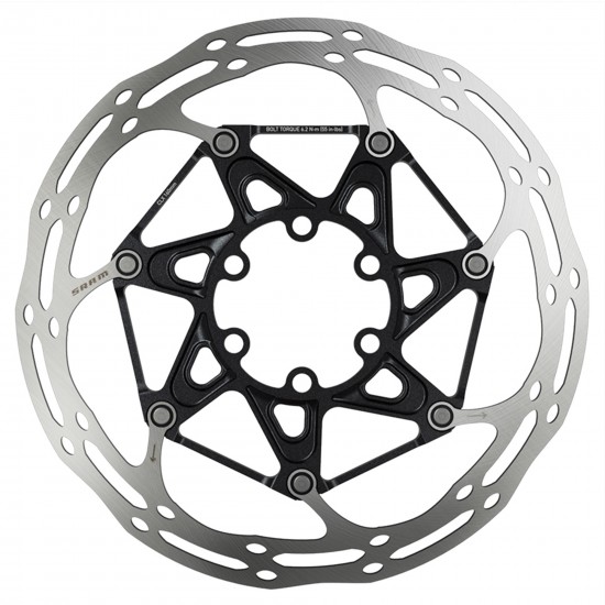 SRAM Rotor Centerline 2 Piece (Includes Steel Rotor Bolts) Rounded - 6 bolt: BLACK 140MM