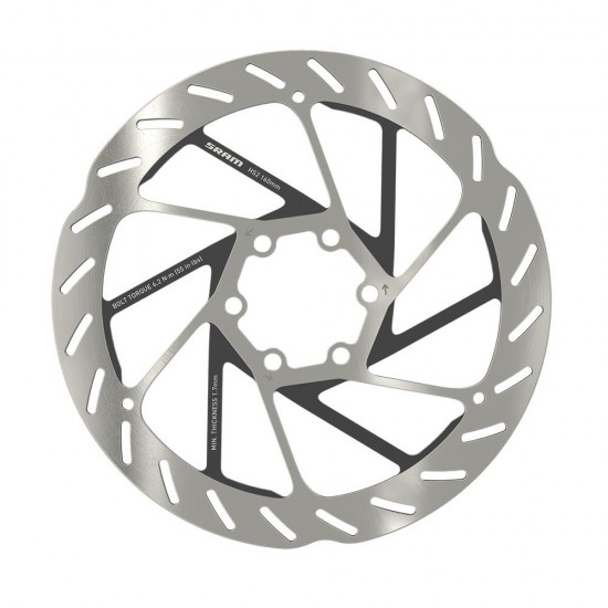 SRAM ROTOR - HS2 6-bolt (includes Steel rotor bolts) Rounded:  160MM