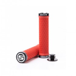 SRAM Locking Grips w/ 2 Clamps & End Plugs Red: SRAM Locking Grips w/ 2 Clamps & End Plugs Red: