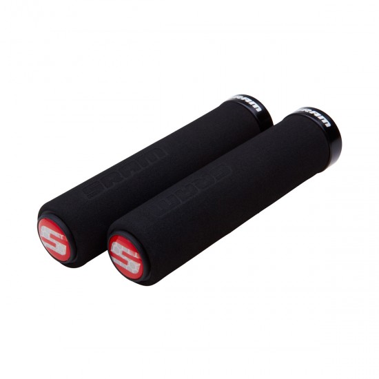 SRAM Locking Grips Foam 129mm with Single Clamp and End Plugs: RED