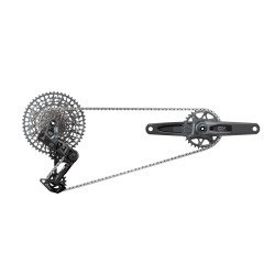 SRAM GX T-Type Eagle Transmission AXS Groupset (RD w/Battery/Charger/Cord, EC POD, FC GX Q174 DUB MTB Wide w/DM 32t CR w/2 Guards, CN 126l, CS XS-1275 10-52t): DARK POLAR 165MM SRAM GX T-Type Eagle Transmission AXS Groupset (RD w/Battery/Charger/Cord, EC POD, FC GX Q174 DUB MTB Wide w/DM 32t CR w/2 Guards, CN 126l, CS XS-1275 10-52t): DARK POLAR 165MM