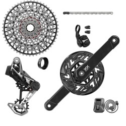 SRAM XX T-Type Eagle E-MTB Bosch Transmission AXS Groupset (RD w/Battery/Charger/Cord, EC POD Ult, FC XX Bosch ISIS 165 w/cap, CR T-Type 36T,Clip-on Guard, CN 126l, CS XS-1297 10-52t) 2023:  10-52T