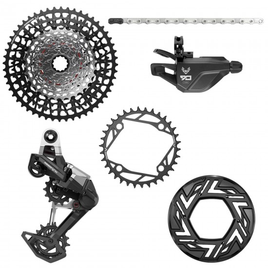 SRAM Eagle 90 Groupset Emtb (Rear Der, Single Click Trigger Wclamp, Cr 104Bcd T-Type 34T, Clip-On Guard , Gx T-Type Chain 126L, Cs Xs-1275 Blk 10-52T) - Cranks Not Included:  10-52T