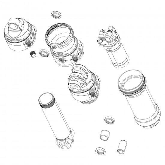 Rockshox Spare - Rear Shock Air Can Assembly - Progressive 57.5-65mm (Includes Decals) - Trek Super Deluxe Thrushaft C1 (2021+):