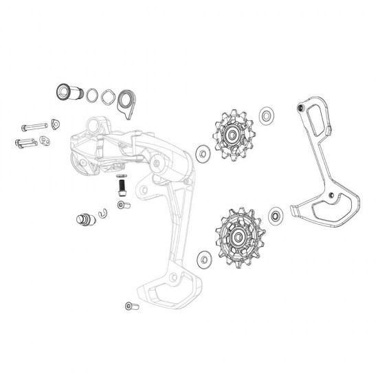 SRAM Spare - Rear Derailleur Pulley Kit Rival XPLR Etap AXS Crome Steel Bearing (Includes 12T Upper And 12T Lower Pulleys, 12.9mm And 12.5mm Steel Pulley Screws):