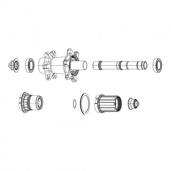 SRAM Wheel Bearing Kit Rear - Zipp Zr1 Sl - 61803 And 61903 Including Assembled Axle: SRAM Wheel Bearing Kit Rear - Zipp Zr1 Sl - 61803 And 61903 Including Assembled Axle:
