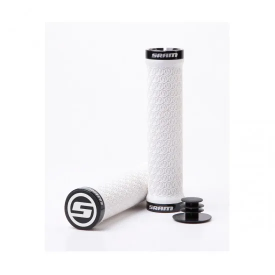 SRAM Locking Grips w/ 2 Clamps & End Plugs White: