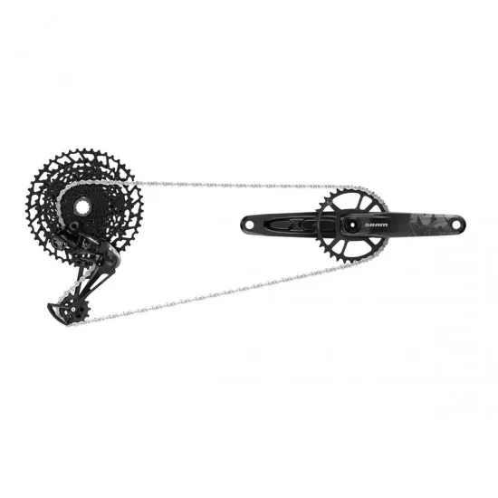 SRAM NX Eagle DUB Groupset (Rear Der, Trigger Shifter w Clamp, Crankset DUB 12s B0T w DM 32t X-SYNC Chainring, Chain 126 links 12s B0T,Cassette XG-1230 11-50t, Chaingap Gauge): BLACK 170MM