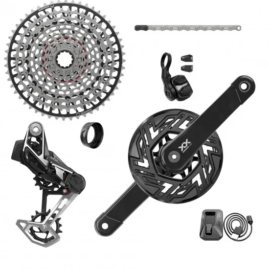 SRAM XX T-Type Eagle E-MTB Brose Transmission AXS Groupset (RD w/Battery/Charger/Cord, EC POD Ult, FC XX Brose 1010 165 w/cap, CR T-Type 36T,Clip-on Guard, CN 126l, CS XS-1297 10-52t) 2023:  10-52T