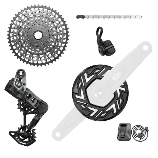 SRAM - GX T-Type Eagle E-Mtb 104Bcd Transmission Axs Groupset (Rd W/Battery/Charger/Cord, Ec Pod, Cr 104Bcd T-Type 34T,Clip-On Guard, Cn 126L, Cs Xs-1275 10-52T) ñ Cranks Not Included: