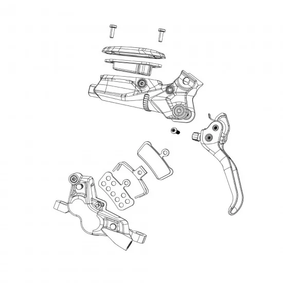 SRAM Disc Brake Caliper Assembly - (Assembled, No Hose) Black/Silver - Maven Ultimate (A1):