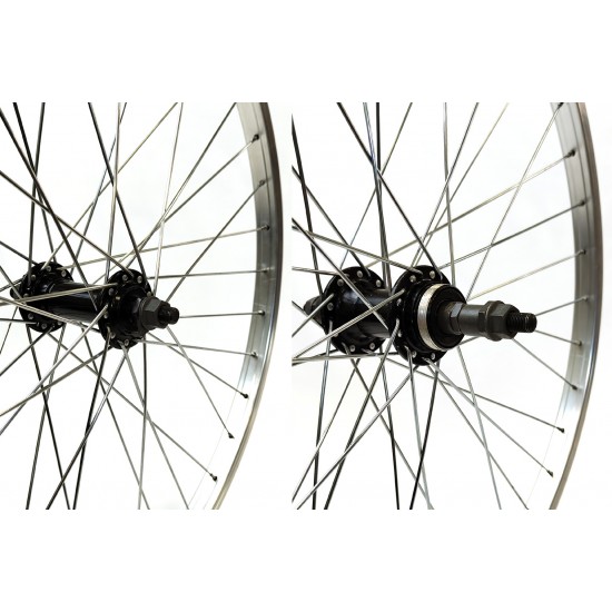 Cd Wheel 24" Wheel Set - S/S Hubs for Freewheel / Single Wall Rims - Silver (PAIR)