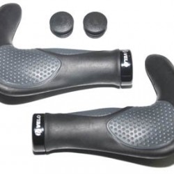 Velo Ergonomic Grips with Bar Ends – Black/Grey Pair Velo Ergonomic Grips with Bar Ends – Black/Grey Pair