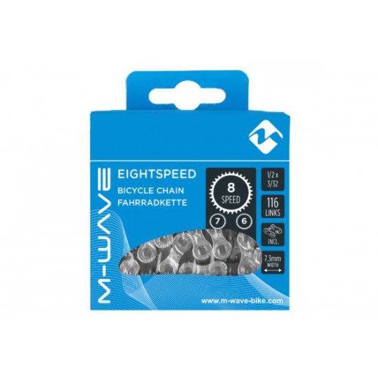 M-WAVE 301907 8 Speed Chain – Silver/Grey M-WAVE 301907 8 Speed Chain – Silver/Grey