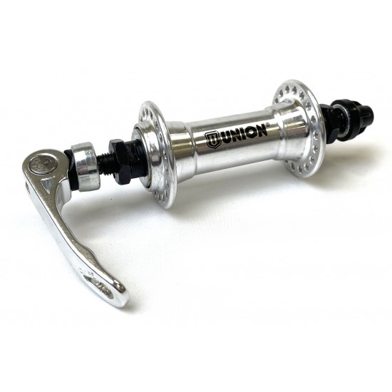 Front QR Hub 14Gx36H, Silver *Cup & Cone* UNION Branded Front QR Hub 14Gx36H, Silver *Cup & Cone* UNION Branded