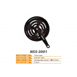 Neco NSS3001 24/34/42T x 170mm Steel Triple Chainset – ED Black Neco NSS3001 24/34/42T x 170mm Steel Triple Chainset – ED Black